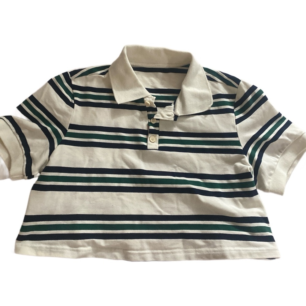 Women’s Striped Cropped Polo Shirt Sz XS or Sm. Bust size 30